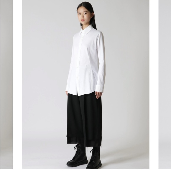 Y's by Yohji Yamamoto Tops - Y’s by Yohji Yamamoto White Cotton Flare Shirt